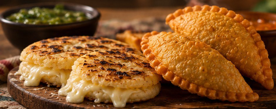 Arepas de queso y empanadas recién hechas de ALFOLÍ